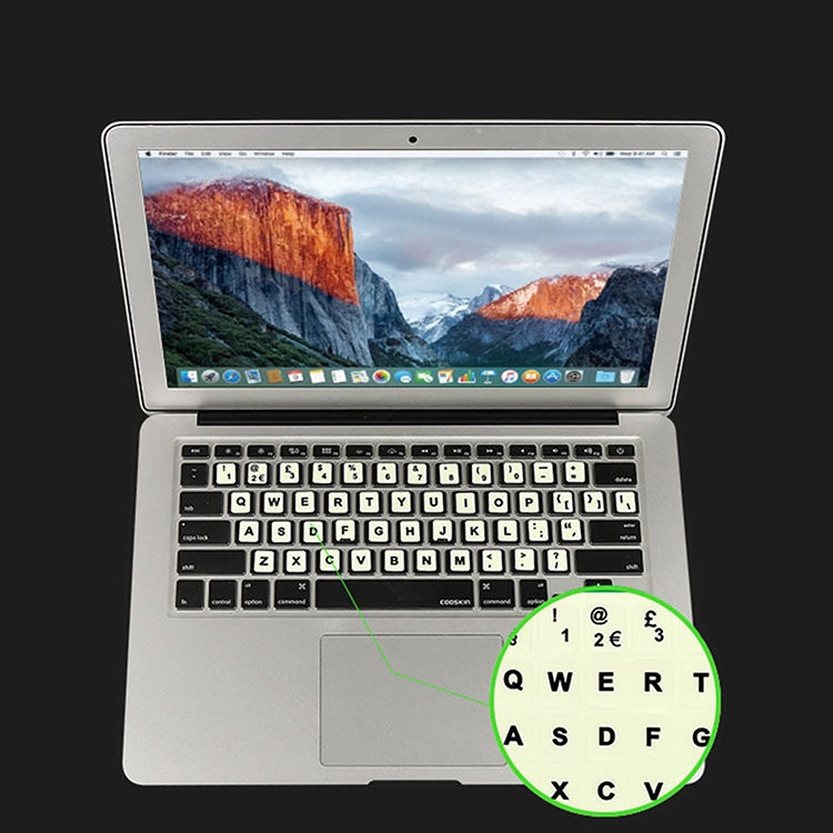 3 PCS Luminous Keyboard Stickers Notebook Desktop Computer Keyboard Stickers, English Arabic, Russian Black Word, English, Italian, German, Spanish, Japanese, French, Korean, Hebrew, Thai