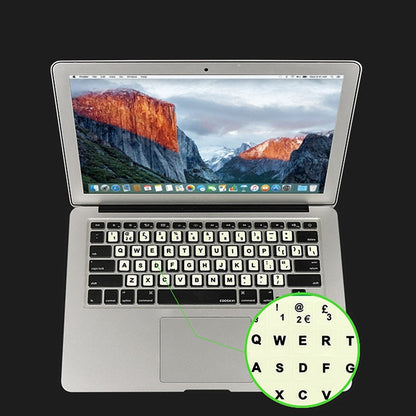 3 PCS Luminous Keyboard Stickers Notebook Desktop Computer Keyboard Stickers, English Arabic, Russian Black Word, English, Italian, German, Spanish, Japanese, French, Korean, Hebrew, Thai