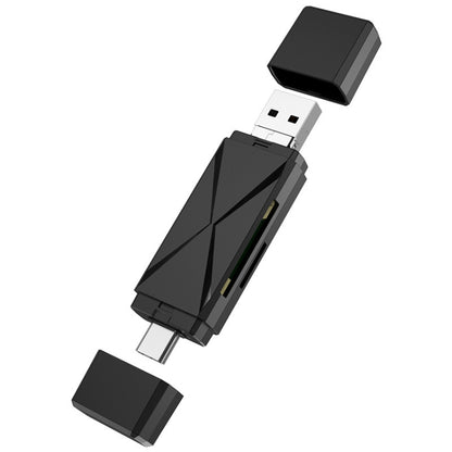 Lecteur de cartes OTG YH-109 SD/TF/Type-C/Micro USB/USB pour ordinateur, PC et téléphone portable, blanc, noir