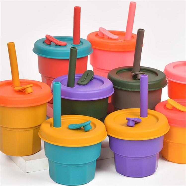 Children Silicone Straw Cups Drop And High Temperature Resistant Water Cups