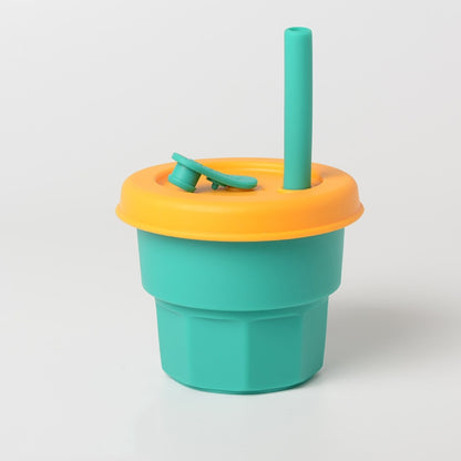 Children Silicone Straw Cups Drop And High Temperature Resistant Water Cups