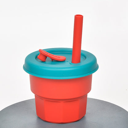Children Silicone Straw Cups Drop And High Temperature Resistant Water Cups