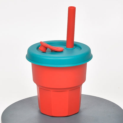 Children Silicone Straw Cups Drop And High Temperature Resistant Water Cups