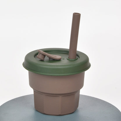 Children Silicone Straw Cups Drop And High Temperature Resistant Water Cups