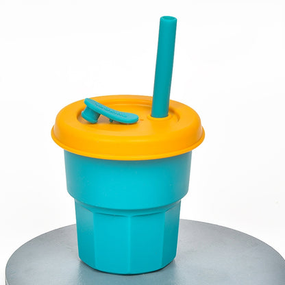 Children Silicone Straw Cups Drop And High Temperature Resistant Water Cups