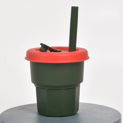 Children Silicone Straw Cups Drop And High Temperature Resistant Water Cups