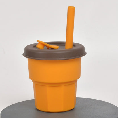 Children Silicone Straw Cups Drop And High Temperature Resistant Water Cups