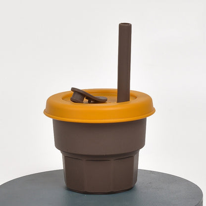 Children Silicone Straw Cups Drop And High Temperature Resistant Water Cups