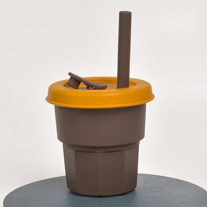 Children Silicone Straw Cups Drop And High Temperature Resistant Water Cups