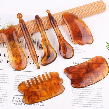 Resin Scraping Sheet Massage Facial Tendon Stick Beauty Salon Shave Board Acupuncture Pen, Color Classification: Amber Ingot Board, Amber Ingot Board, Amber Relaxing Stick, Amber Point Stick, Amber Meridiary Comb, Amber Triangle, Resin Yellow Ingot Boa...