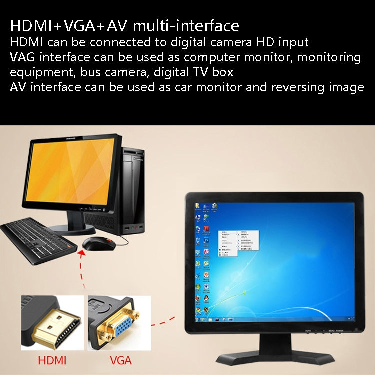YB-700A-1 7 Inch 12/24V HD Car Monitor Display HDMI VGA AV Interface Home Computer Video Player Resolution:, 1024 x 600