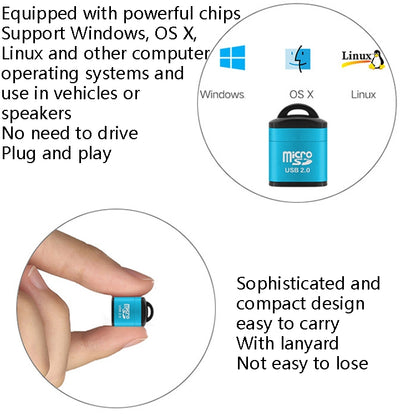 Lecteur de carte TF haute vitesse pour téléphone portable Mini carte Micro SD 480 Mbps Lecteur de carte pour ordinateur et haut-parleur de voiture