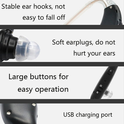 GM-105 Elderly Hearing Aid Sound Amplifier Intelligent Noise Reduction Sound Collector, US Plug(Black), EU Plug(Black)