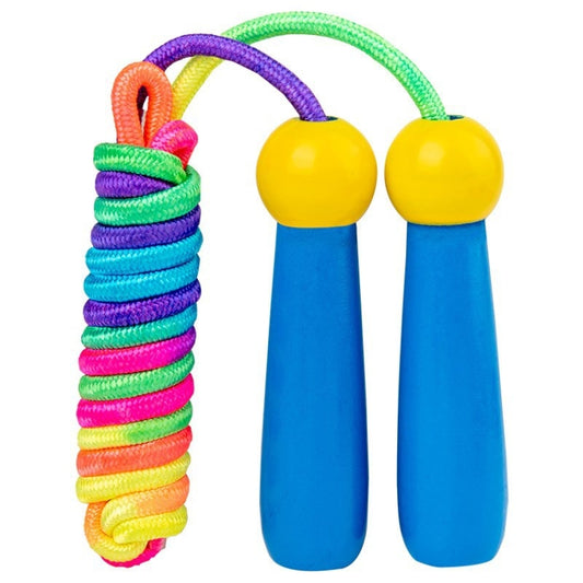 2 PCS 2.4m Enfant Bois Coloré Sauter Corde Sports de Plein Air Étudiants Examen Réglable Sauter Corde, Bleu Marine, Rose, Corde PVC Bleue, Corde PVC Rose