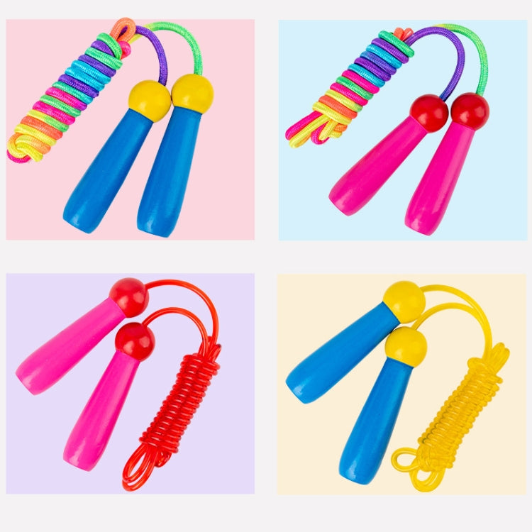 2 PCS 2.4m Enfant Bois Coloré Sauter Corde Sports de Plein Air Étudiants Examen Réglable Sauter Corde, Bleu Marine, Rose, Corde PVC Bleue, Corde PVC Rose