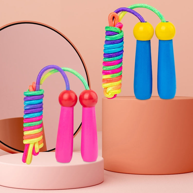 2 PCS 2.4m Enfant Bois Coloré Sauter Corde Sports de Plein Air Étudiants Examen Réglable Sauter Corde, Bleu Marine, Rose, Corde PVC Bleue, Corde PVC Rose