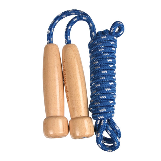 Corde à sauter en bois pour enfants, maternelle, débutants, réglable, longueur : 2,7 m, bleu foncé, rose, bleu, blanc