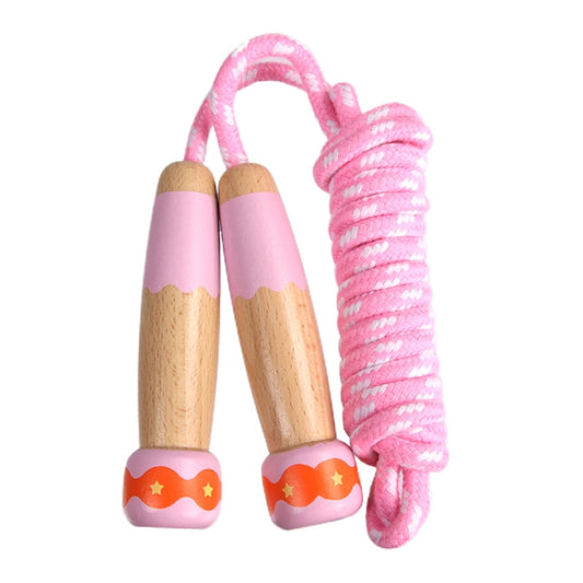 Corde à sauter en bois pour enfants, maternelle, débutants, réglable, longueur : 2,7 m, bleu foncé, rose, bleu, blanc