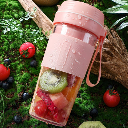 FS1300 Mini Juicer Home Portable Cooking Machine Student Juice Cup Juicer, Cherry Blossom Double Blade, Gem Blue Four Blade, Cherry Blossom Four  Blade