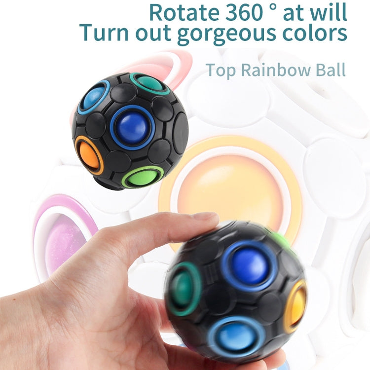 2 balles Gyro Rainbow, jouets magiques décompression du bout des doigts, 10 trous, 2 pièces (blanc), 2 pièces (noir)