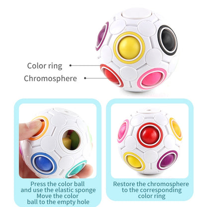 2 balles Gyro Rainbow, jouets magiques décompression du bout des doigts, 10 trous, 2 pièces (blanc), 2 pièces (noir)