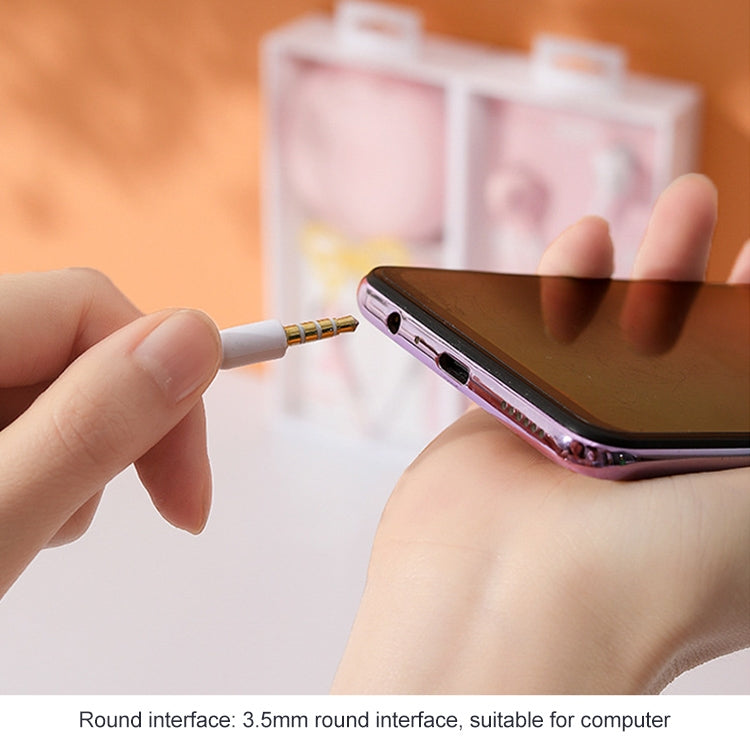 2 Pairs Cartoon Pattern Heavy Bass In-Ear Headphones Universal Wired Headphones with Microphone, White, Pink, Black, Light Blue