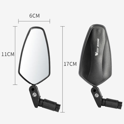 1 Pair WEST BIKING Bicycle Rearview Mirror Adjustable Mirror Mountain Bike Foldable Rearview Mirror