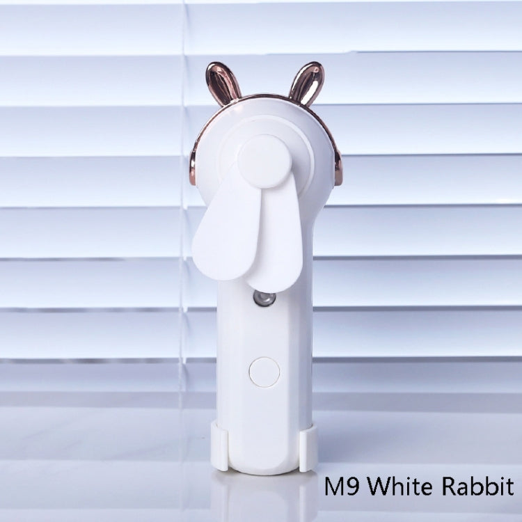 Handheld Hydrating Device Chargeable Fan Mini USB Charging Spray Humidification Small Fan, M9 White Rabbit, M9 Pink Rabbit, M9 Blue Rabbit, M10 White Kitten, M10 Pink Kitten, M10 Blue Kitten, M11 White Deer, M11 Pink Deer, M11 Blue Deer