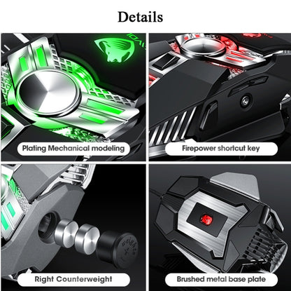 T-WOLF V10 USB Interface 7 Buttons 6400 DPI Gaming Wired Mouse Custom Macro Programming 4-Color Breathing Light Gaming Mouse, Cable Length: 1.5m, Black, Gun Color
