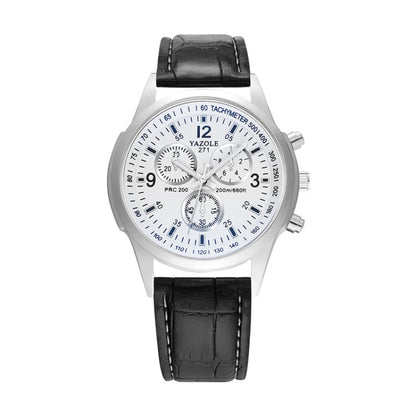 YAZOLE 271 Three-Eye Six-Hand Watch Men Auartz Watch Waterproof Business Watch, White Disk Black Belt, White Disk Brown Belt, Black Dish Black Belt, Black Tray Brown Belt, Black Shell Brown Belt, Black Shell Black Belt, White Disk Light Brown Belt     ...