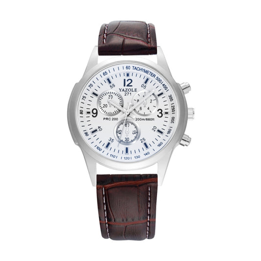 YAZOLE 271 Three-Eye Six-Hand Watch Men Auartz Watch Waterproof Business Watch, White Disk Black Belt, White Disk Brown Belt, Black Dish Black Belt, Black Tray Brown Belt, Black Shell Brown Belt, Black Shell Black Belt, White Disk Light Brown Belt     ...