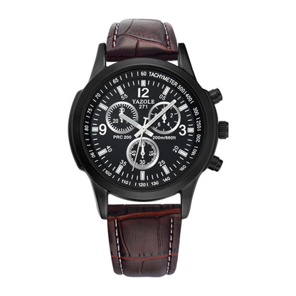 YAZOLE 271 Three-Eye Six-Hand Watch Men Auartz Watch Waterproof Business Watch, White Disk Black Belt, White Disk Brown Belt, Black Dish Black Belt, Black Tray Brown Belt, Black Shell Brown Belt, Black Shell Black Belt, White Disk Light Brown Belt     ...