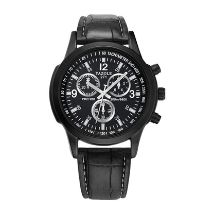 YAZOLE 271 Three-Eye Six-Hand Watch Men Auartz Watch Waterproof Business Watch, White Disk Black Belt, White Disk Brown Belt, Black Dish Black Belt, Black Tray Brown Belt, Black Shell Brown Belt, Black Shell Black Belt, White Disk Light Brown Belt     ...