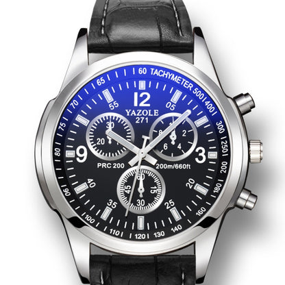 YAZOLE 271 Three-Eye Six-Hand Watch Men Auartz Watch Waterproof Business Watch, White Disk Black Belt, White Disk Brown Belt, Black Dish Black Belt, Black Tray Brown Belt, Black Shell Brown Belt, Black Shell Black Belt, White Disk Light Brown Belt     ...