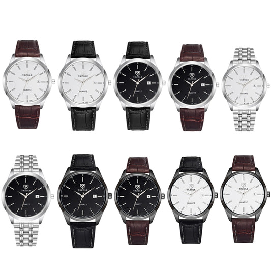 Montre homme YAZOLE 308 à quartz lumineux, boîtier blanc, bracelet marron ; boîtier blanc, bracelet noir ; boîtier noir, bracelet noir ; boîtier noir, bracelet marron ; boîtier blanc, bracelet en acier argenté ; boîtier noir, bracelet en acier argenté ; boîtier noir, bracelet noir…