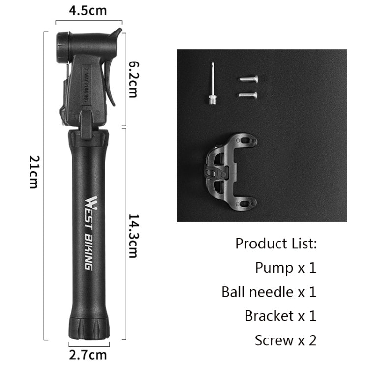 WEST BIKING YP0711115 Bicycle Pump Portable Basketball Mini Pump Equipment, WEST BIKING YP0711115