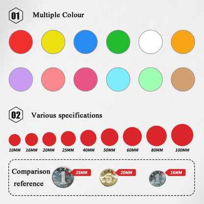 Color High-Viscosity Coated Paper Sticker Round Sticker,Random Color Delivery, Diameter 15mm, Diameter 25mm, Diameter 30mm