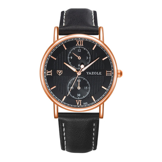 Montre YAZOLE 355 pour homme d'affaires, à quartz, deux cadrans lumineux, boîtier blanc et bracelet noir, boîtier blanc et bracelet marron, boîtier noir et bracelet noir et bracelet marron, boîtier blanc et bracelet marron clair, boîtier noir et bracelet marron clair