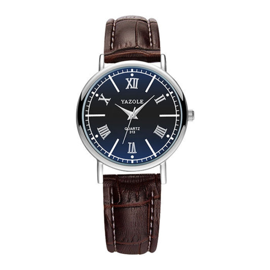 Montre YAZOLE 313 pour femme, cadran à chiffres romains, mouvement à quartz, boîtier noir, bracelet noir, boîtier noir, bracelet marron, boîtier blanc, bracelet noir, bracelet marron, boîtier noir, bracelet argenté, boîtier blanc, bracelet argenté