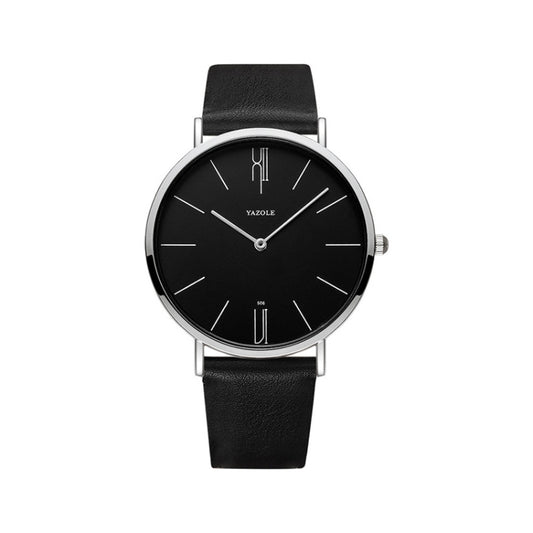 Montre à quartz YAZOLE 506 pour homme, cadran simple à grande échelle, boîtier argenté, bracelet noir, boîtier argenté, bracelet blanc, boîtier argenté, bracelet marron, boîtier noir, bracelet noir...