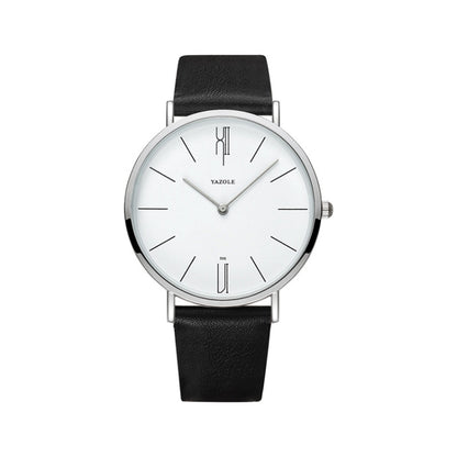 YAZOLE 506 Simple Large Scale Dial Men Business Quartz Watch, Silver Shell Black Tray Black Belt, Silver Shell White Tray Black Belt, Silver Shell Black Tray Brown Belt, Silver Shell White Tray Brown Belt, Black Shell Black Tray Black Belt             ...