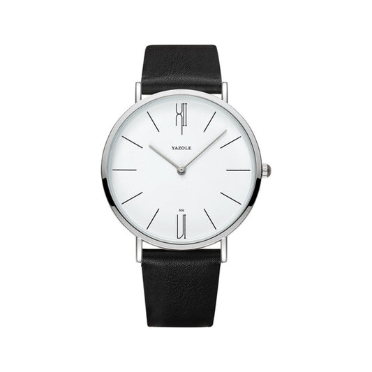 Montre à quartz YAZOLE 506 pour homme, cadran simple à grande échelle, boîtier argenté, bracelet noir, boîtier argenté, bracelet blanc, boîtier argenté, bracelet marron, boîtier noir, bracelet noir...
