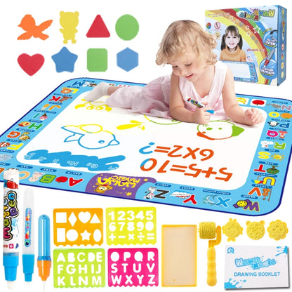 6613 Tapis de dessin à l'eau pour enfants, toile de graffitis magique à écriture colorée, taille : 100 x 70 cm, style : 2 stylos emballés, 2 stylos en boîte, 3 stylos en boîte