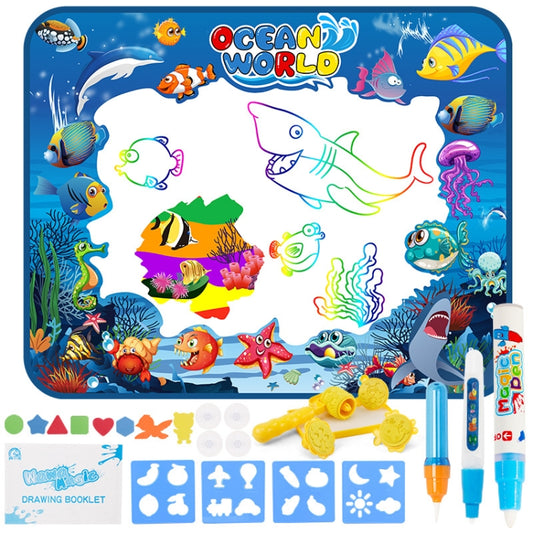 6614 Tapis Magique de Dessin à l'Eau pour Enfants, Taille : 100 x 80 cm, Version Bleue, Nouvelle Version