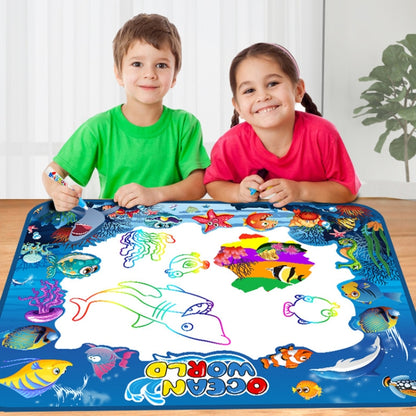 6614 Tapis Magique de Dessin à l'Eau pour Enfants, Taille : 100 x 80 cm, Version Bleue, Nouvelle Version