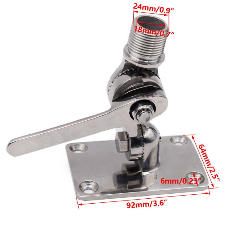 316 Stainless Steel Marine VHF Adjustable Antenna Base Mount For Boat, 92mm