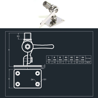 316 Stainless Steel Marine VHF Adjustable Antenna Base Mount For Boat, 92mm