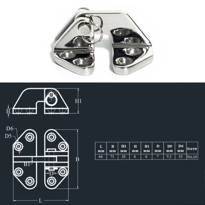 Butterfly Hinge 316 Stainless Steel Ship Accessories, 70 x 68mm