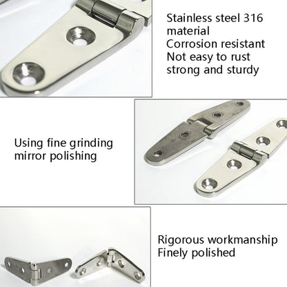 Four-Hole Stainless Steel Hinge 316 Flat Open Bearing Hinge, 103 x 27mm