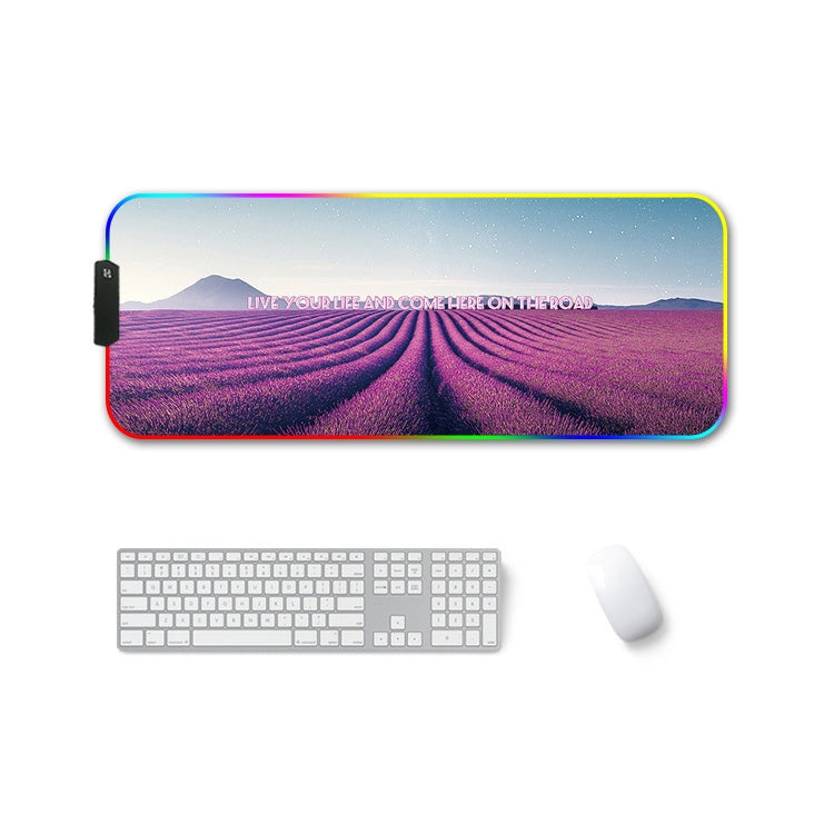 F-01 Rubber Thermal Transfer RGB Luminous Non-Slip Mouse Pad, 350x900x3mm, 350x900x4mm, 400x900x3mm, 400x900x4mm